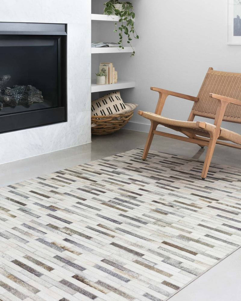 Loloi II Maddox Collection - Contemporary Power Loomed Rug in Ivory & Grey (MAD-01)