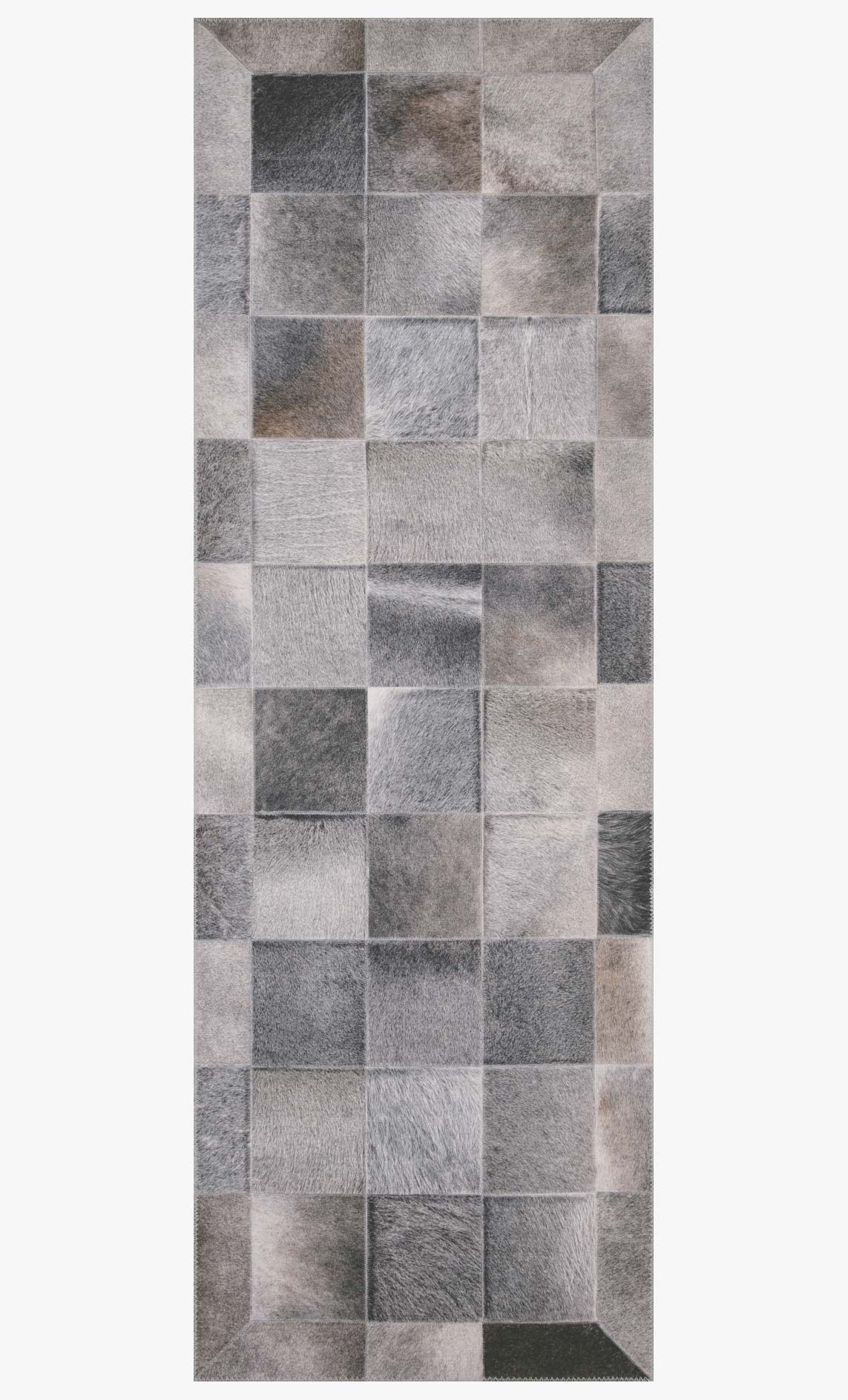 Charcoal and grey power-loomed rug with evenly spaced square sections