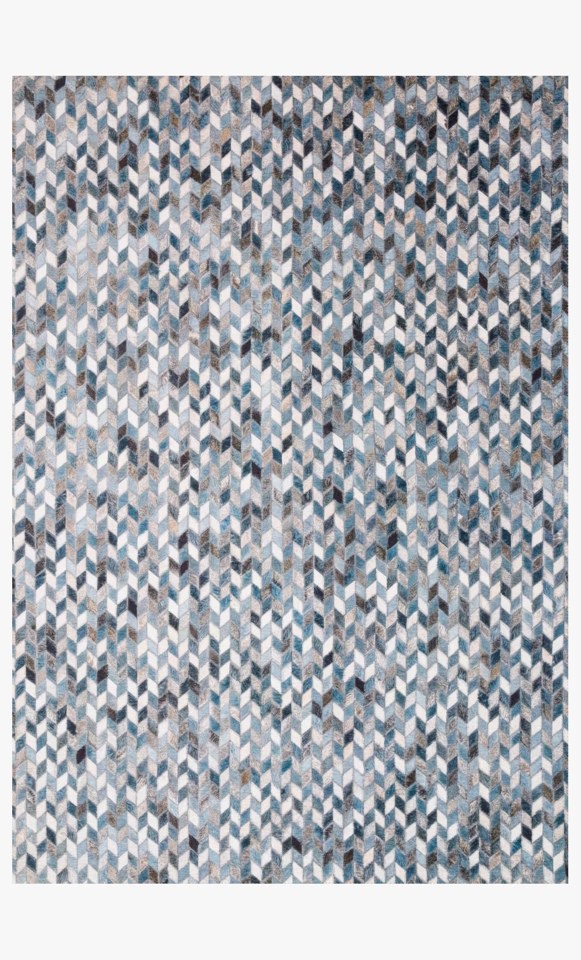 Ocean and gray geometric diamond power-loomed rug with textured pattern