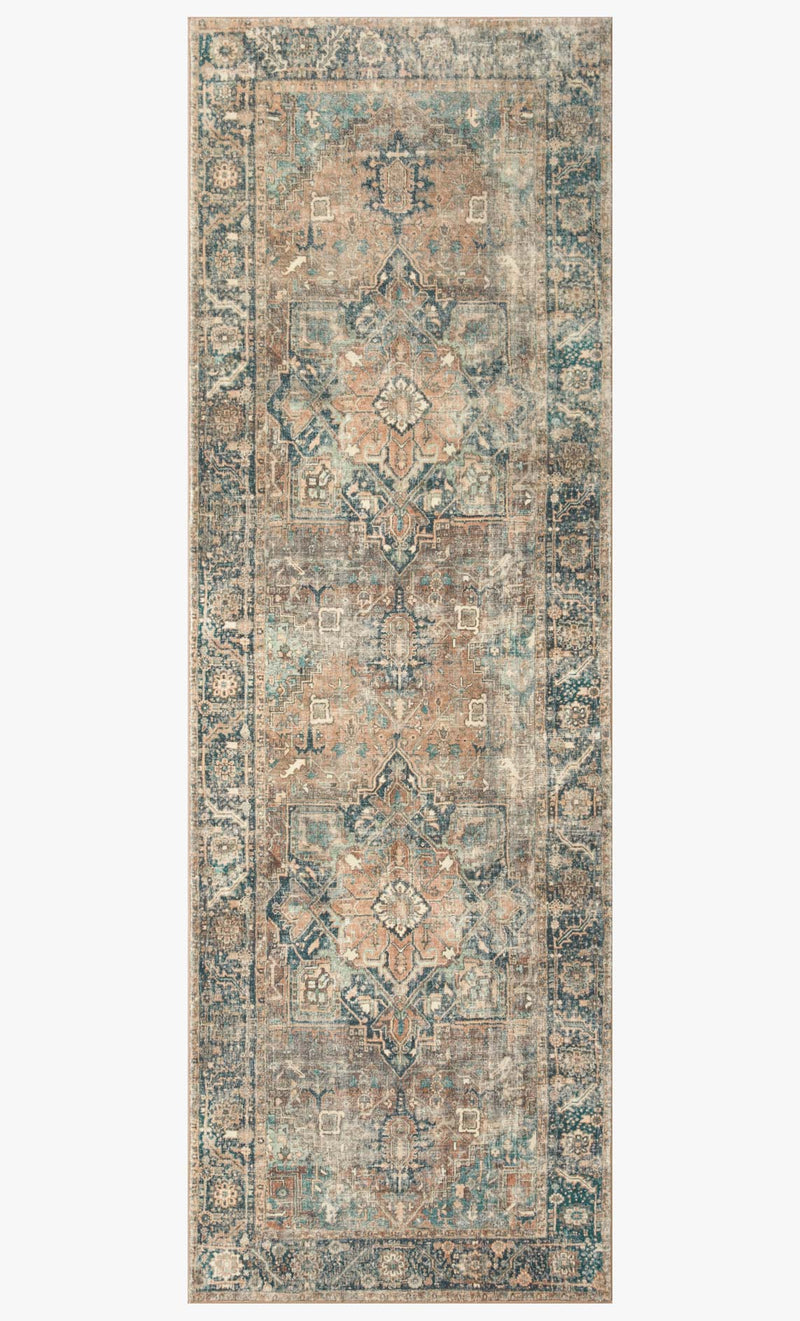 Loloi II Margot Collection - Traditional Power Loomed Rug in Terracotta & Lagoon (MAT-02)
