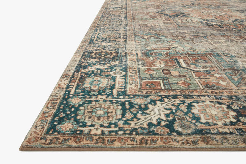 Loloi II Margot Collection - Traditional Power Loomed Rug in Terracotta & Lagoon (MAT-02)