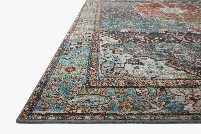 Loloi II Margot Collection - Traditional Power Loomed Rug in Ocean & Brick (MAT-05)