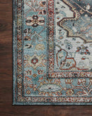 Loloi II Margot Collection - Traditional Power Loomed Rug in Ocean & Brick (MAT-05)