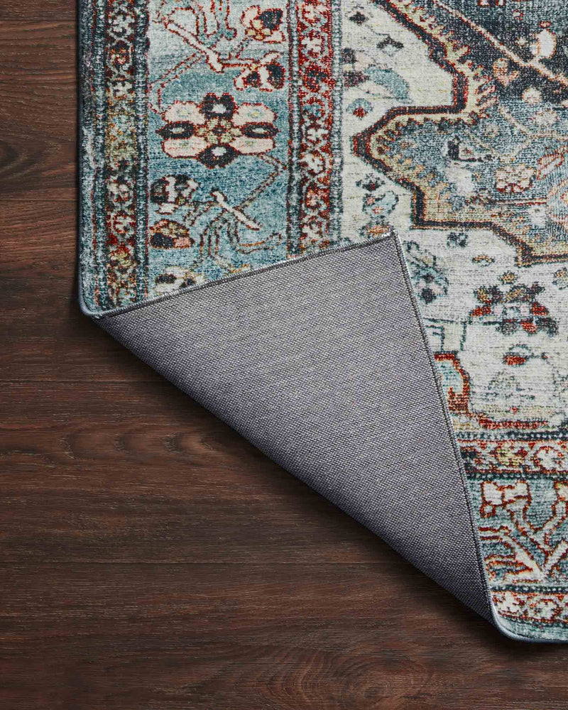 Loloi II Margot Collection - Traditional Power Loomed Rug in Ocean & Brick (MAT-05)