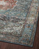 Loloi II Margot Collection - Traditional Power Loomed Rug in Ocean & Brick (MAT-05)