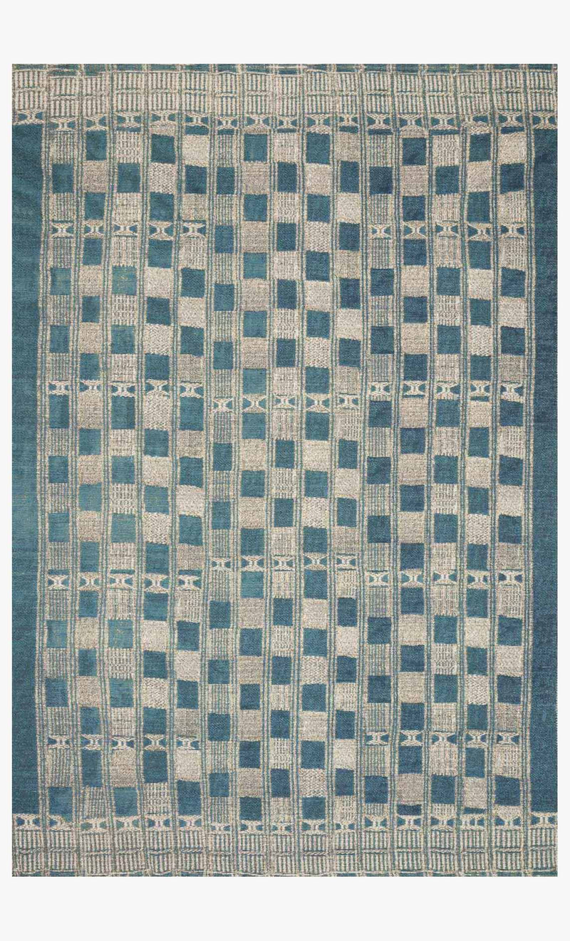 Loloi Mika Collection - Indoor/Outdoor Power Loomed Rug in Blue & Ivory (MIK-08)