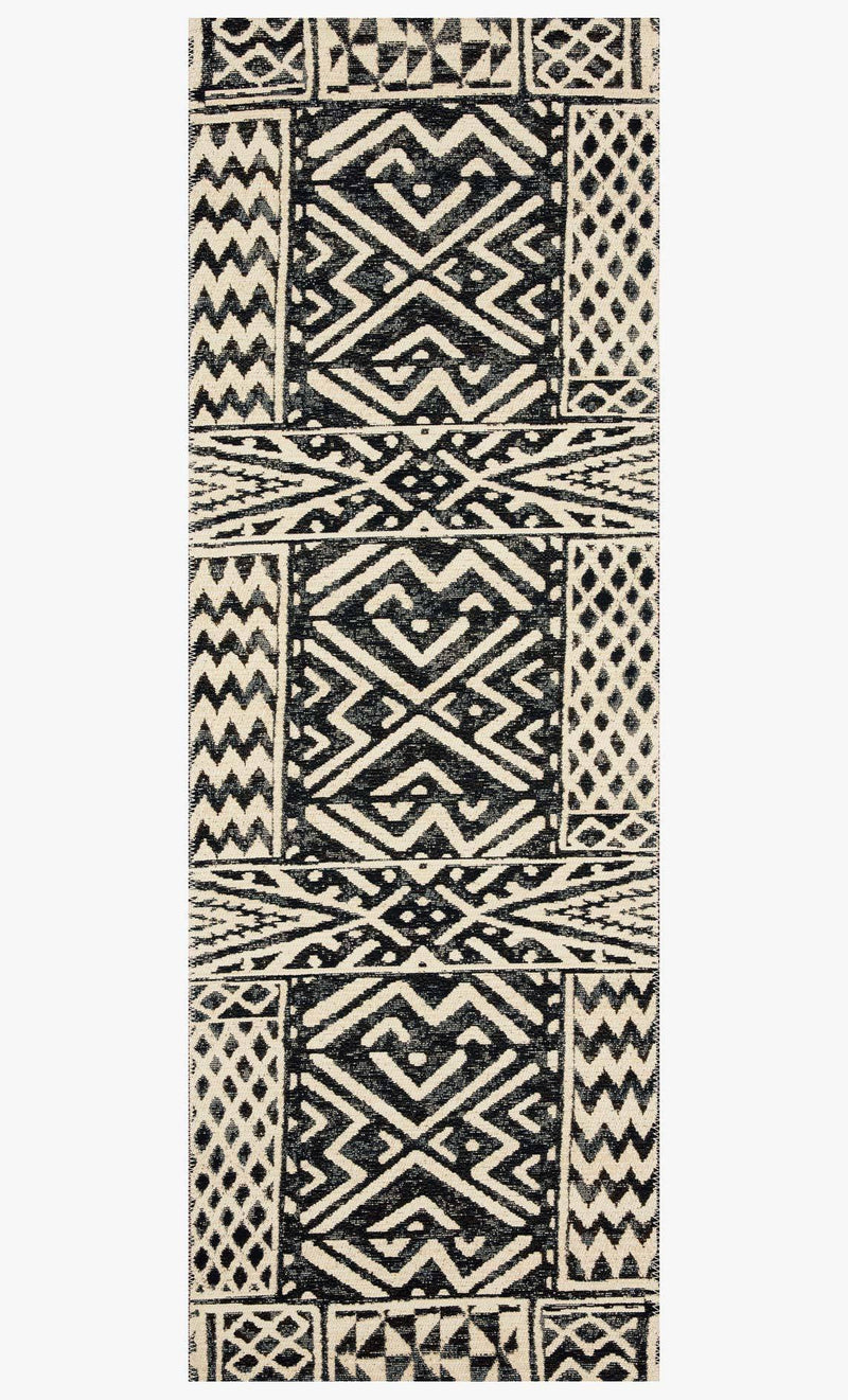 Loloi Mika Collection - Indoor/Outdoor Power Loomed Rug in Ivory & Black (MIK-13)