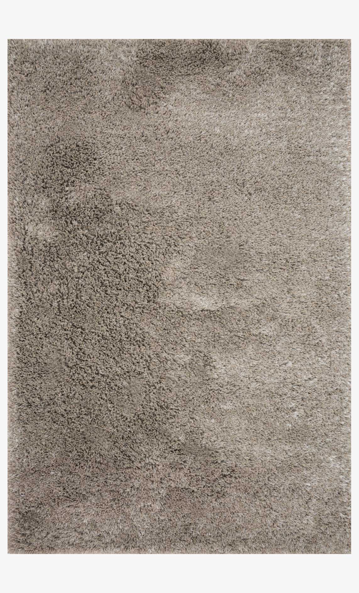 Taupe shag hand-tufted rug with dense speckled texture and soft, high pile surface.