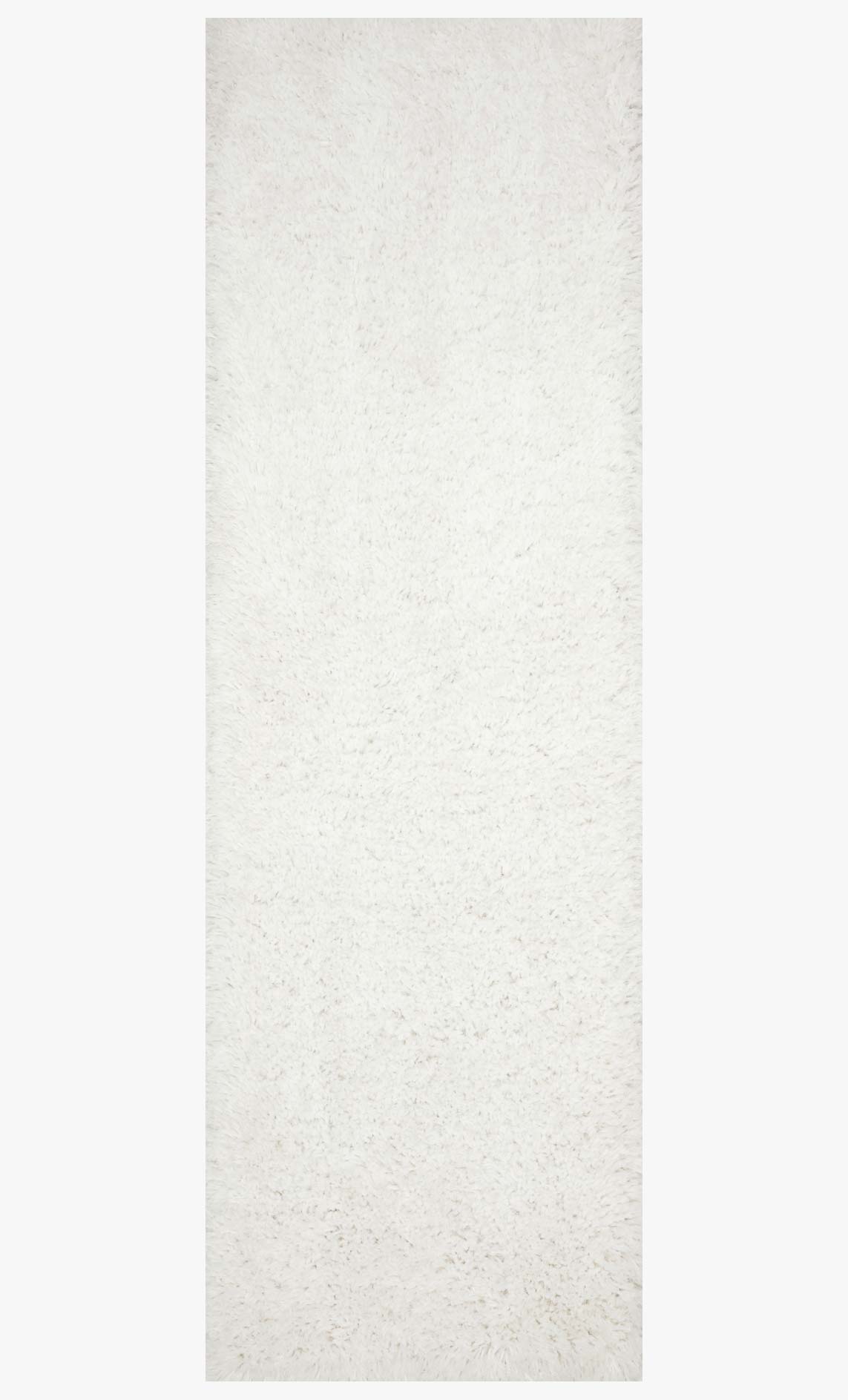 White hand-tufted shag rug in full rectangular view