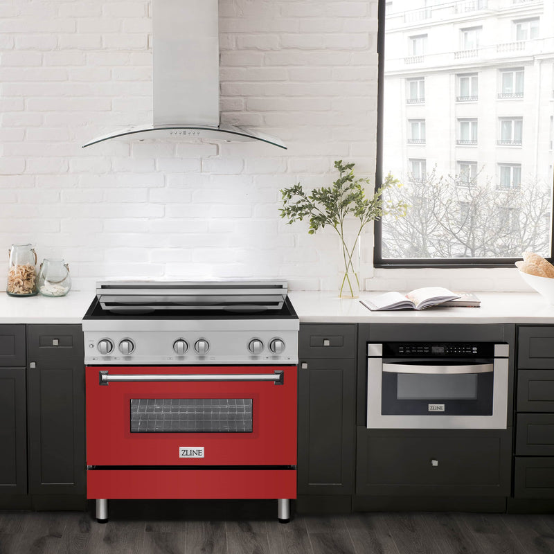 ZLINE 36-Inch 4.6 cu. ft. Induction Range with a 4 Element Stove and Electric Oven in Red Matte (RAIND-RM-36)