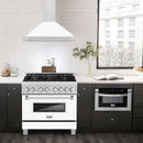 ZLINE 36-Inch Wall Mounted Range Hood in Satin Stainless Steel with White Matte Shell and Stainless Steel Handle (KB4SNX-WM-36)