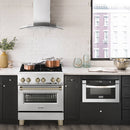 ZLINE Autograph Edition 2-Piece Appliance Package - 30-Inch Dual Fuel Range & Wall Mounted Range Hood in Stainless Steel with Champagne Bronze Trim (2AKP-RARH30-CB)