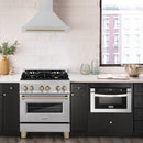 ZLINE 30-Inch Autograph Edition Wall Mounted Range Hood in Satin Stainless Steel with Champagne Bronze Handle (KB4SNZ-30-CB)