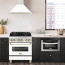 ZLINE 30-Inch Autograph Edition Wall Mounted Range Hood in Stainless Steel with White Matte Shell and Gold Accents (KB4STZ-WM30-G)