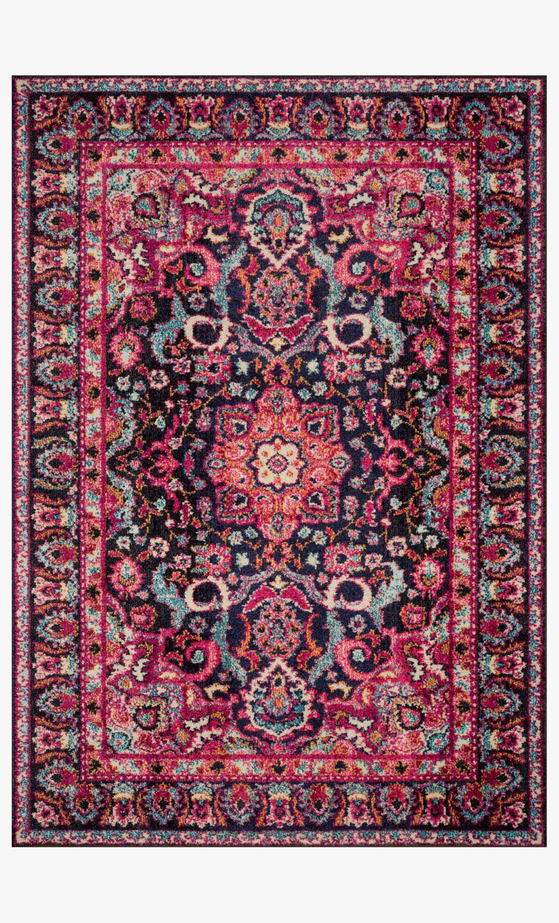 Loloi II Nadia Collection - Transitional Power Loomed Rug in Midnight & Pink (NN-06)