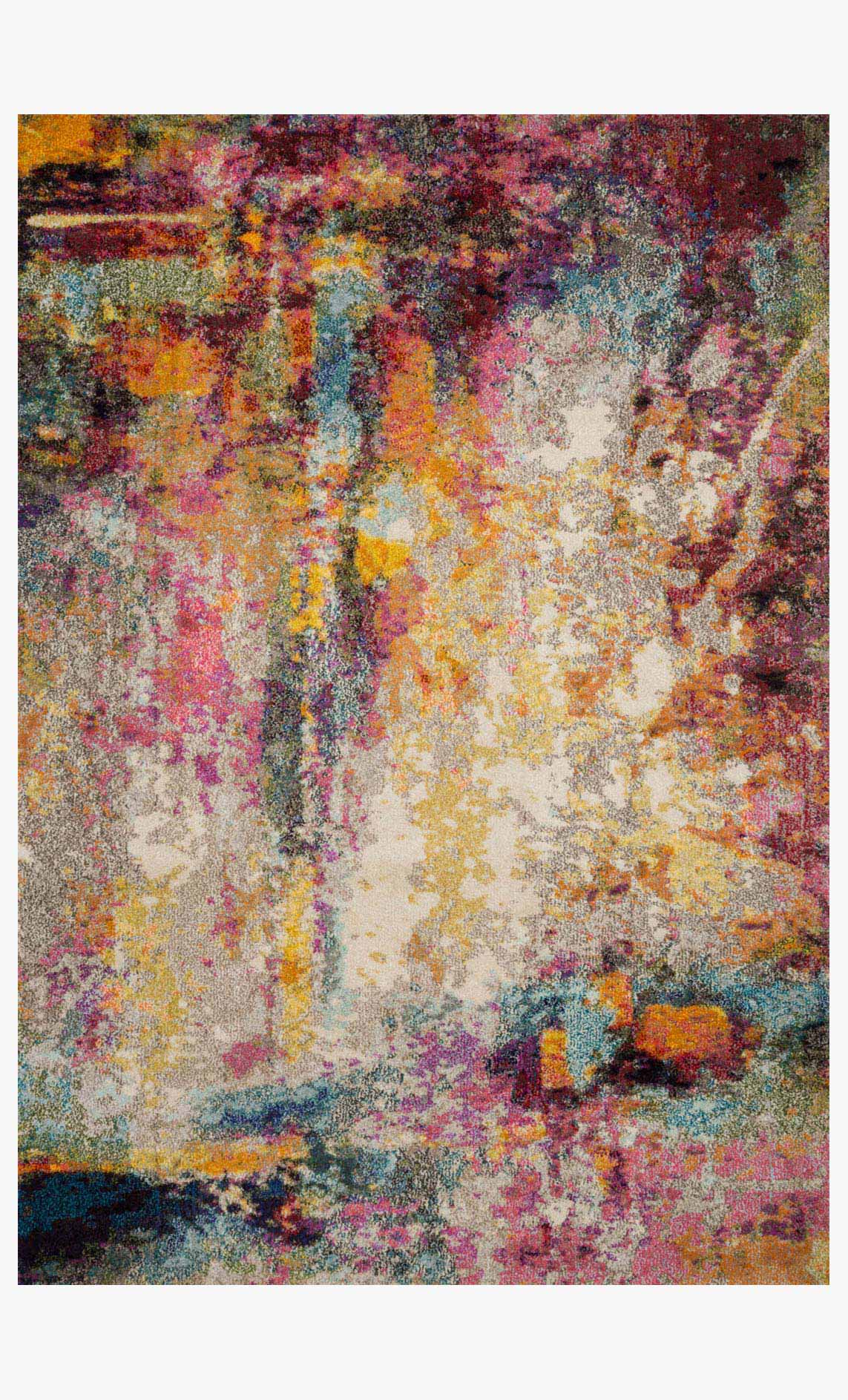 Multicolor transitional power-loomed rug with abstract speckled distressed pattern