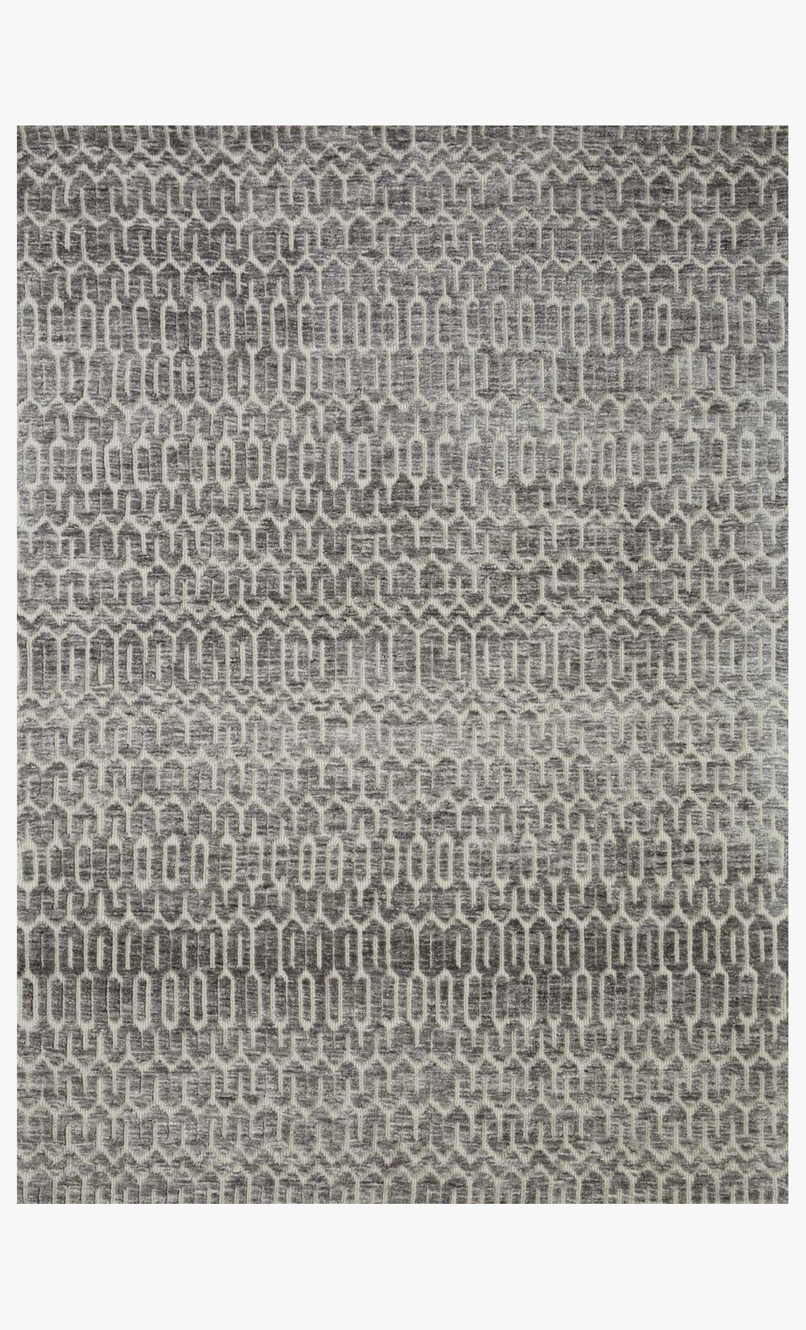 Power-loomed area rug with ivory and charcoal geometric pattern, rectangular