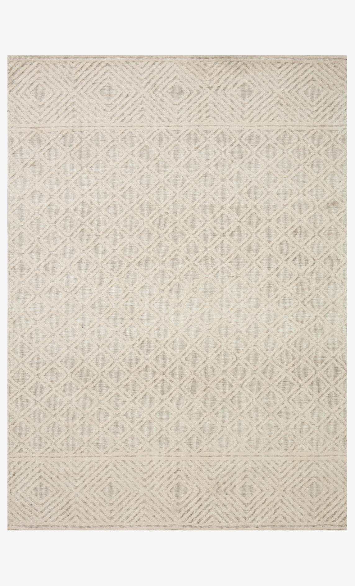 Ivory and natural power loomed area rug with subtle diamond zigzag pattern