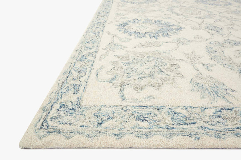 Loloi Norabel Collection - Contemporary Hooked Rug in Ivory & Blue (NOR-04)