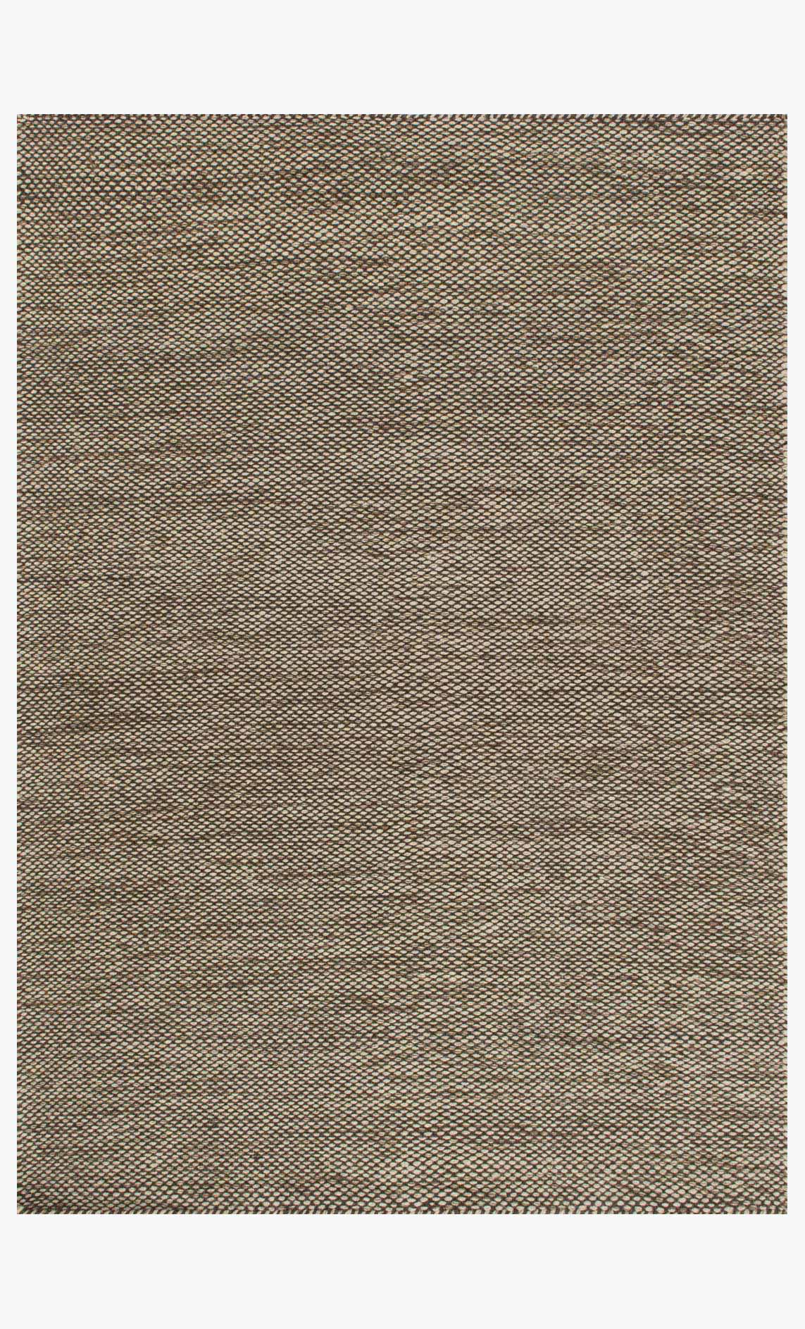 Hand-woven transitional rug in stone with tight textured pattern and rectangular edge