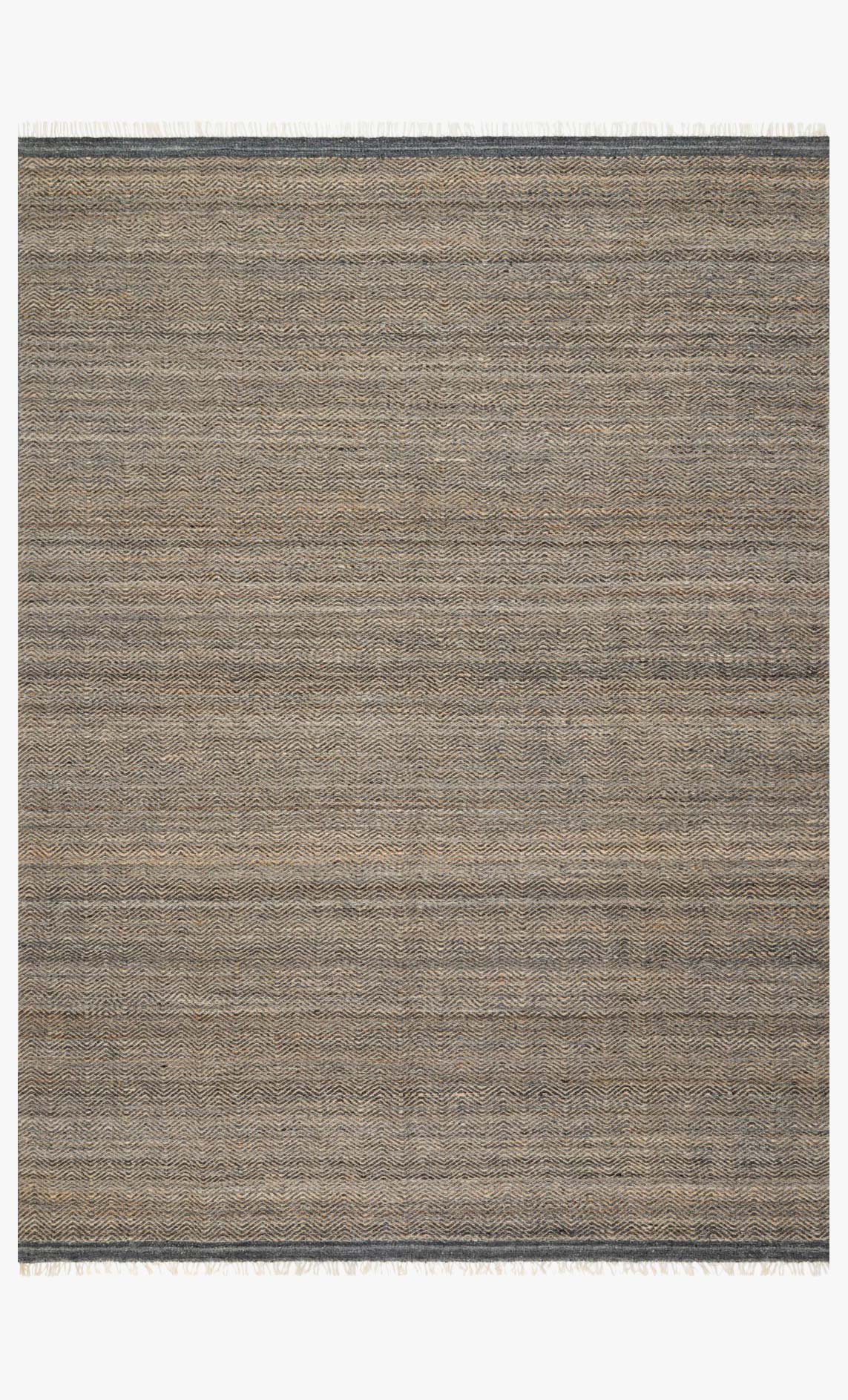 Loloi Omen hand-woven rug in ink with fine stripe texture and border