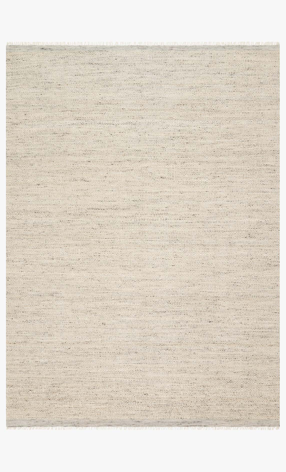 Hand-woven area rug in mist, light textured weave with simple border
