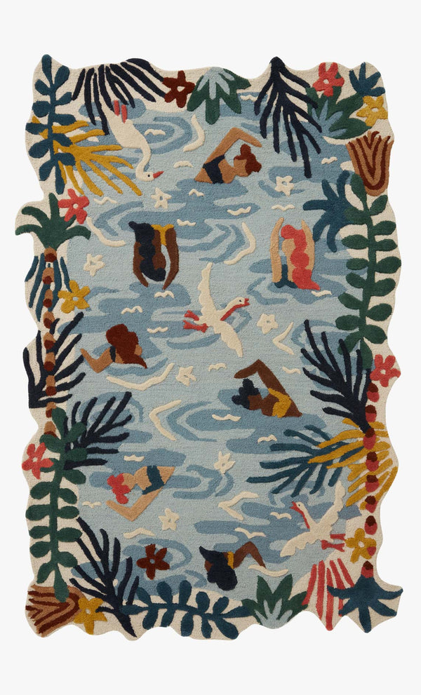 Justina Blakeney x Loloi Optimism Collection - Contemporary Hand Tufted Rug in Ocean & Multi (OPT-02)