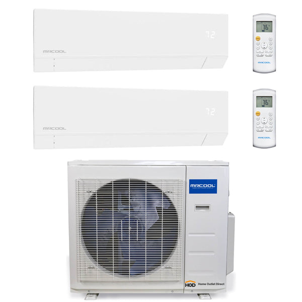 MRCOOL Olympus Mini Split - 2-Zone 27,000 BTU Ductless Air Conditioner and Heat Pump with 18K + 9K Wall Mount Air Handlers