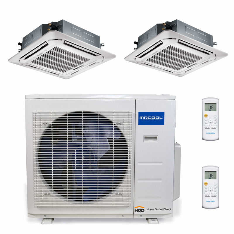 MRCOOL Olympus Mini Split - 2-Zone 36,000 BTU Ductless Air Conditioner and Heat Pump with 24K + 12K Cassette Air Handlers