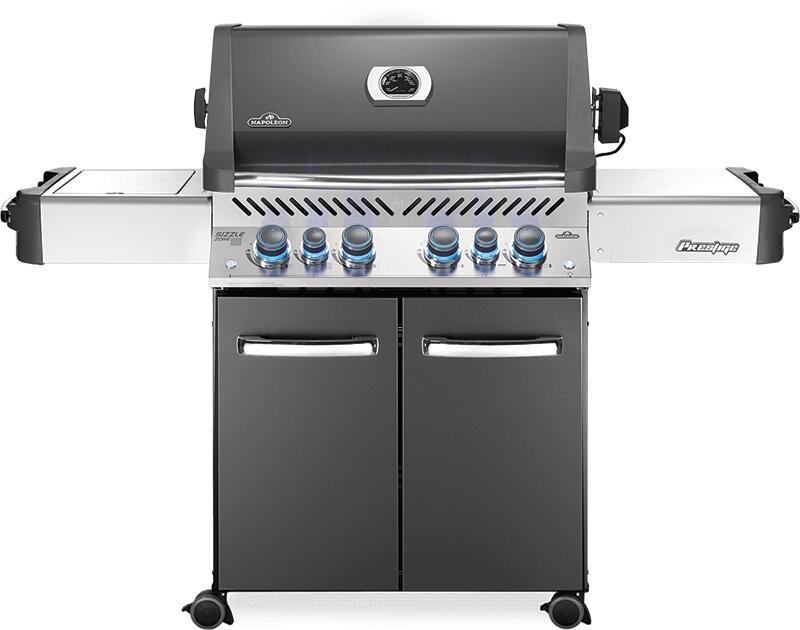 Napoleon 67-Inch Prestige 500 RSIB Propane Gas Grill with Infrared Side and Rear Burners in Grey (P500RSIBPCH-3)