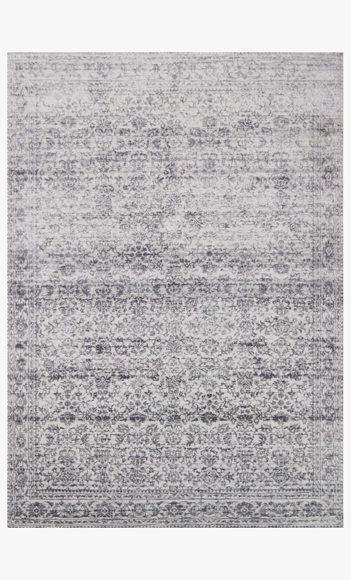 Transitional power-loomed rug, light gray with navy abstract pattern, rectangle