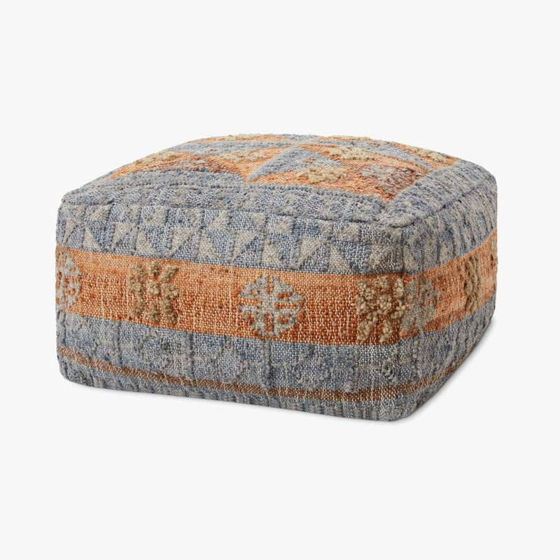 Loloi Poufs Collection - POUF Hand Woven Rug in Blue (LPF0018)