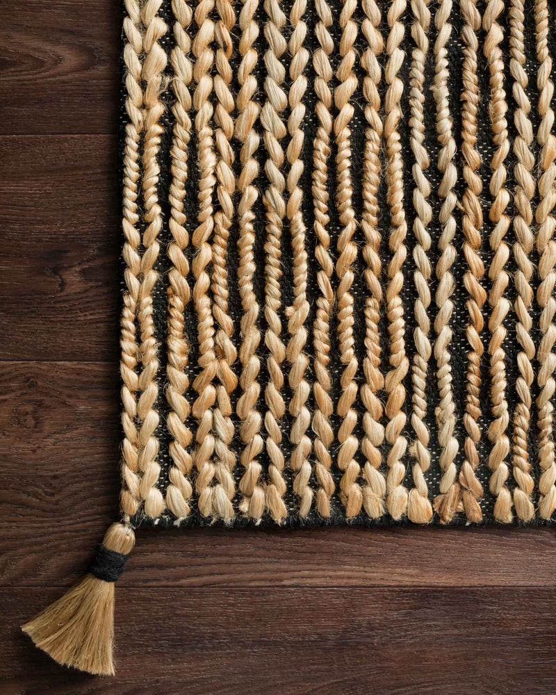 Justina Blakeney x Loloi Playa Collection - Contemporary Hand Woven Rug in Black & Natural (PLY-02)