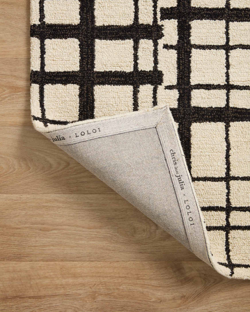 Chris Loves Julia x Loloi Polly Collection - Contemporary Hand Tufted Rug in Black & Ivory (POL-02)