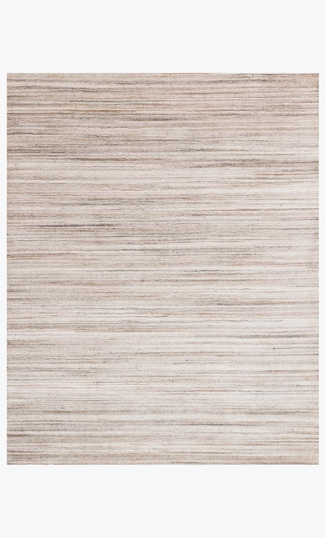 Transitional hand-loomed rug with subtle horizontal stripes, light mocha and beige