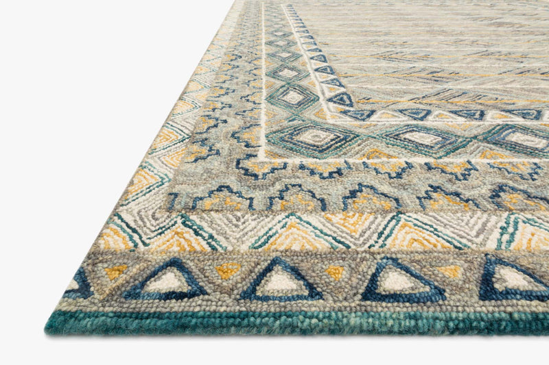 Justina Blakeney x Loloi Priti Collection - Contemporary Hooked Rug in Grey & Lagoon (PRT-02)