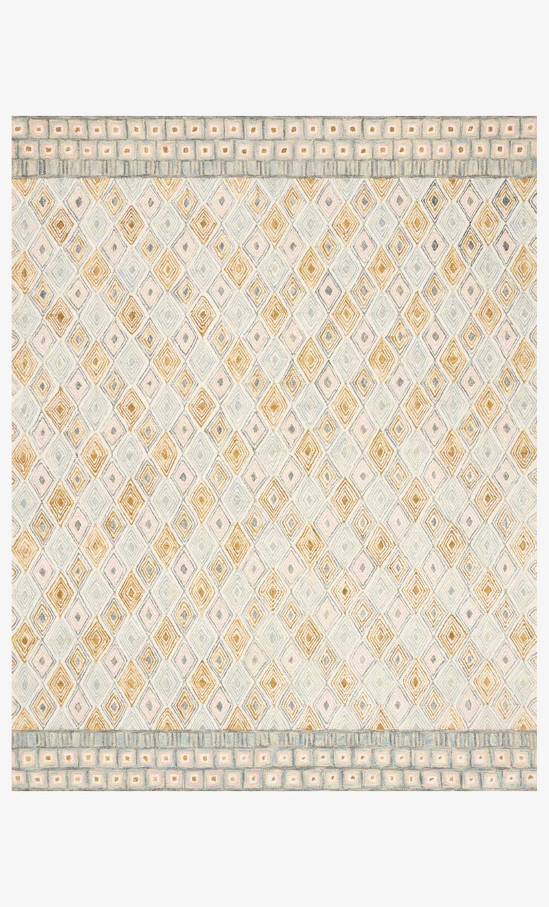 Justina Blakeney x Loloi Priti Collection - Contemporary Hooked Rug in Mist & Gold (PRT-05)