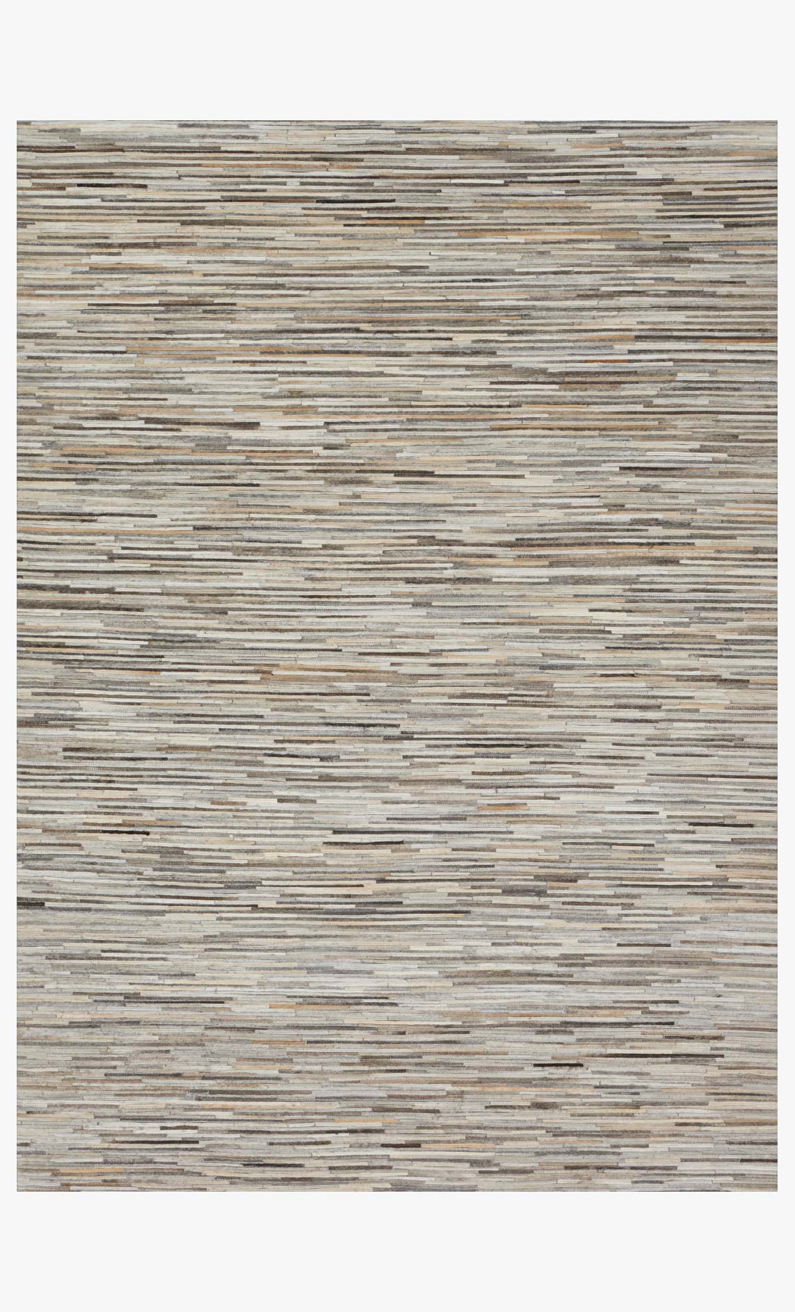 Contemporary hand-stitched rug with silver and gray horizontal striped pattern, flat weave