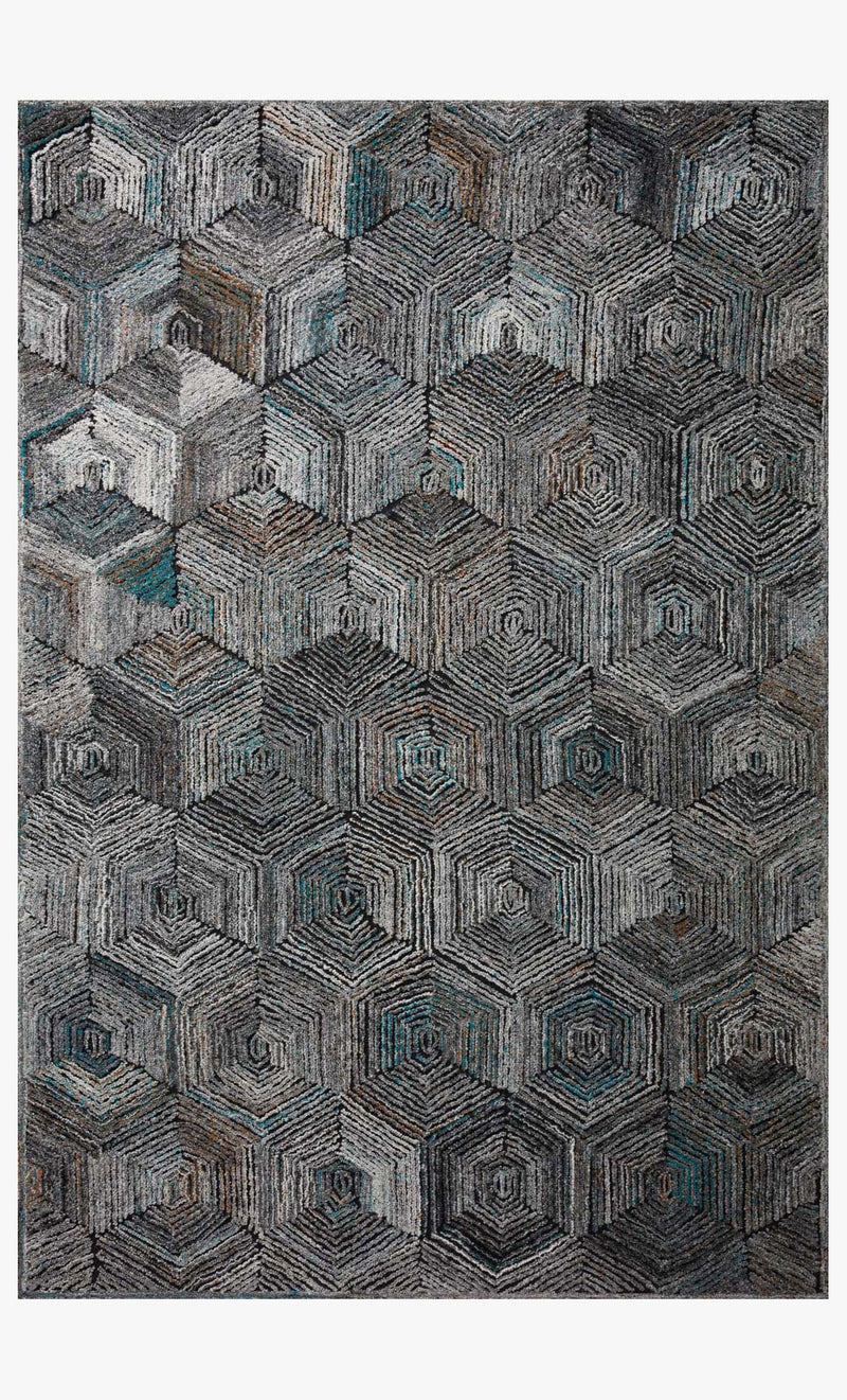 Loloi Prescott Collection - Contemporary Hooked Rug in Metal (PRE-02)
