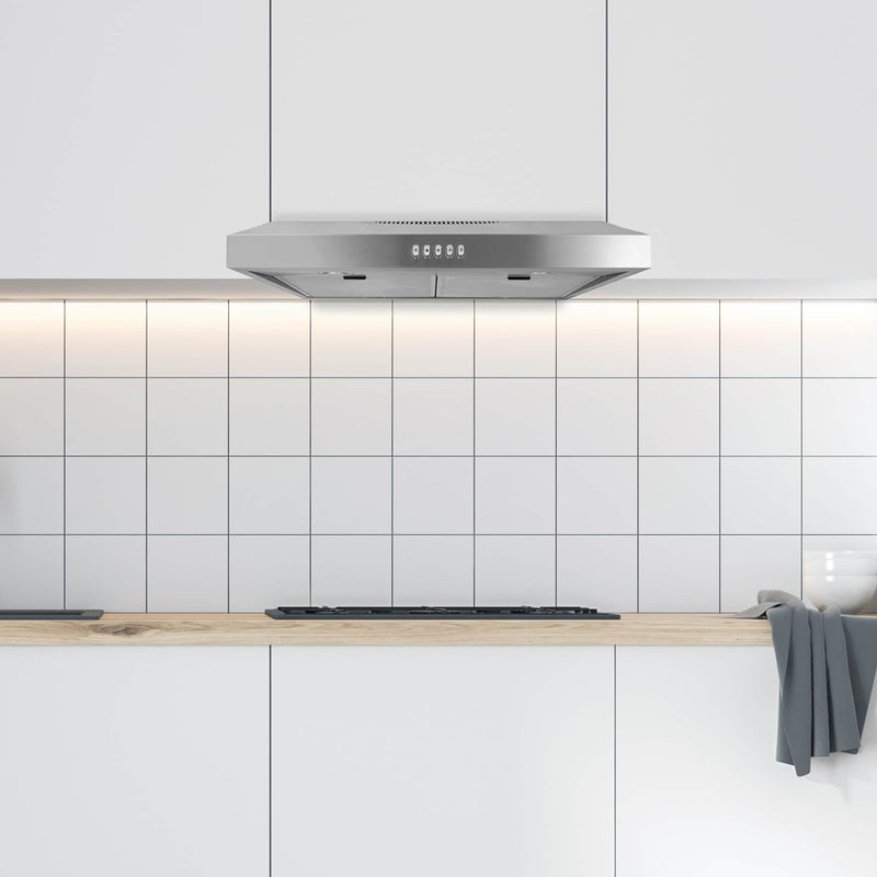 Hauslane 30-Inch Under Cabinet Push Button Range Hood with Aluminum Mesh Filters in Stainless Steel (UC-PS16SS-30)