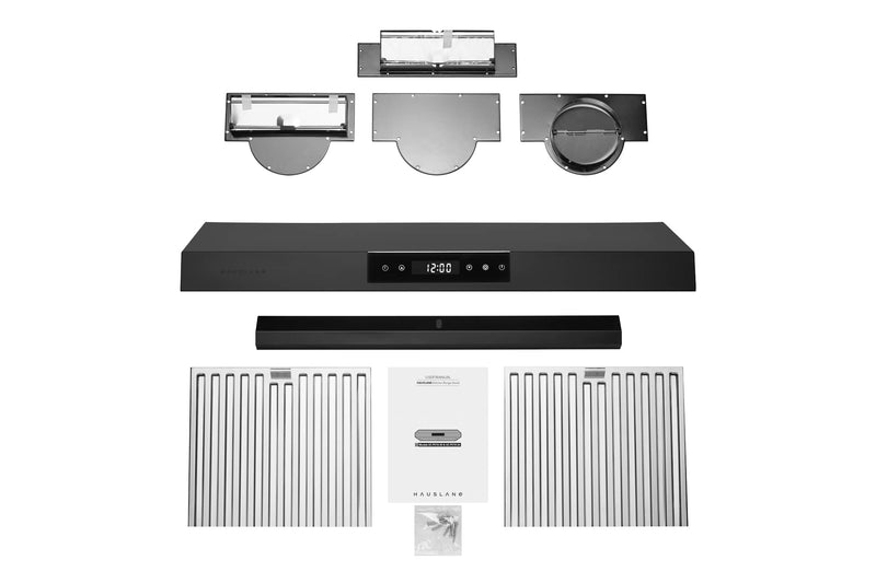 Hauslane 30-Inch Under Cabinet Touch Control Range Hood with Stainless Steel Filters in Matte Black (UC-PS18BLK-30)