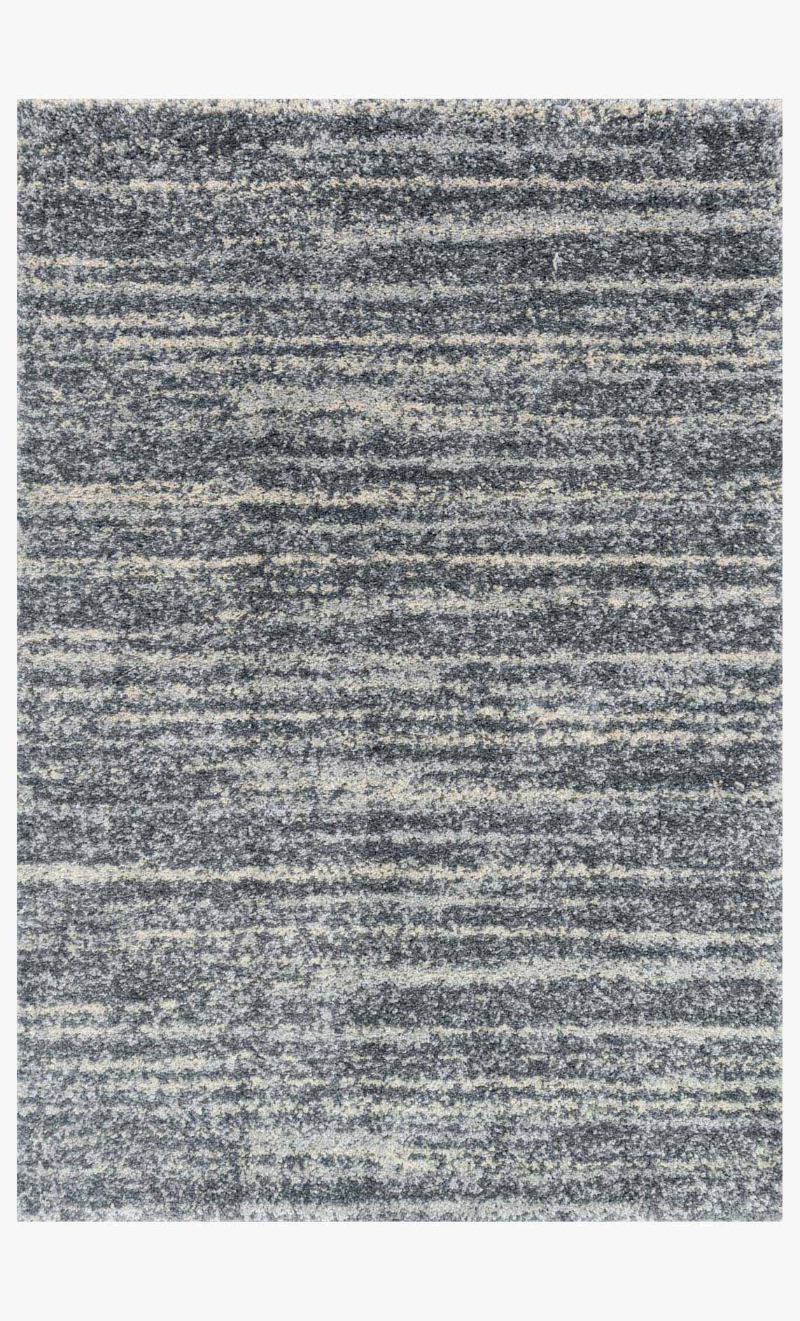 Shag power-loomed rug with speckled stripe pattern, dark gray granite tones.