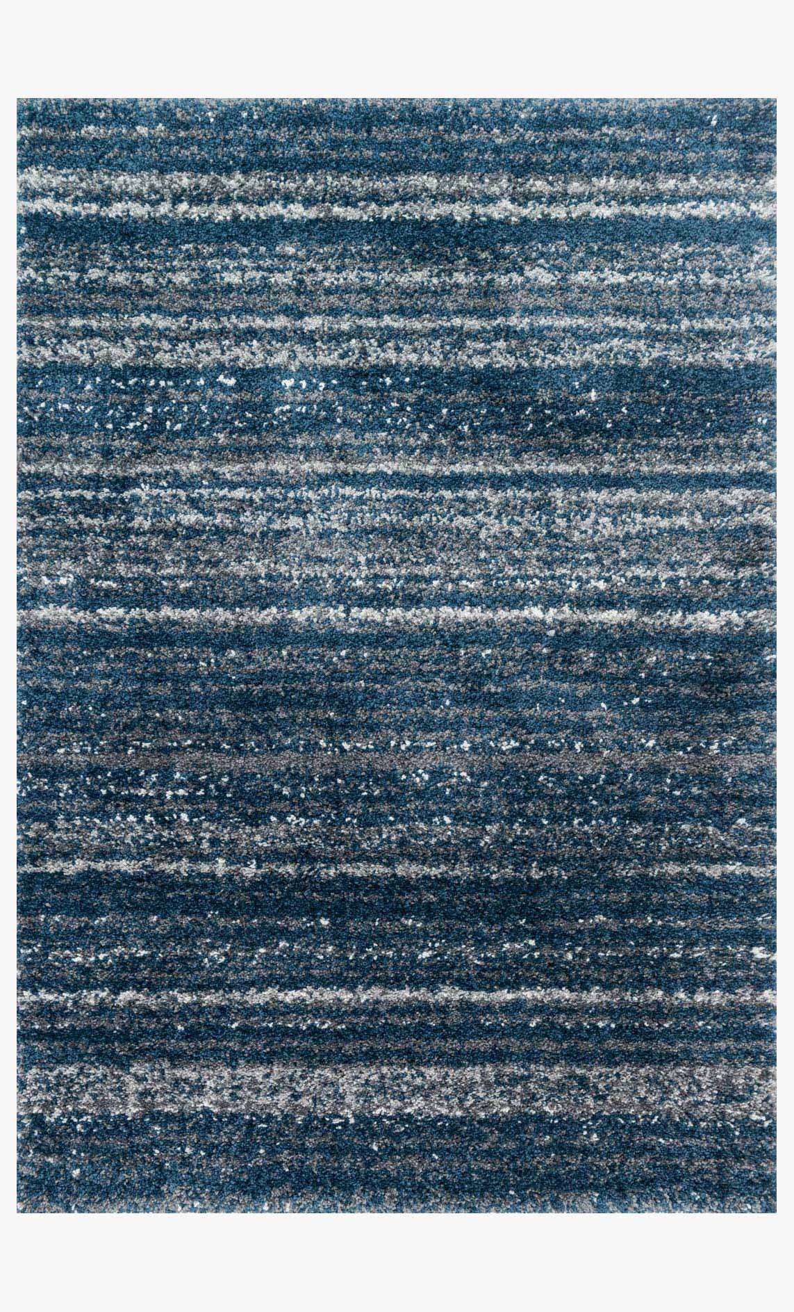 Navy and pewter shags power-loomed rug with dense mottled texture