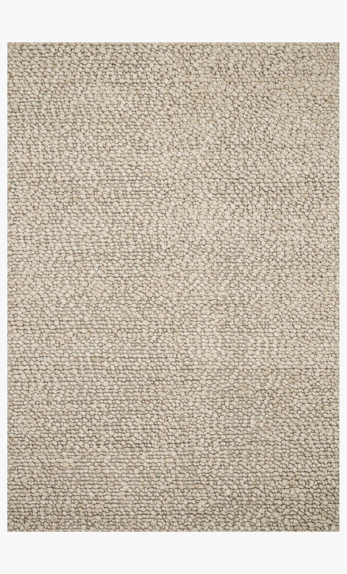 Contemporary hand-woven rug in oatmeal beige, dense textured loop pile