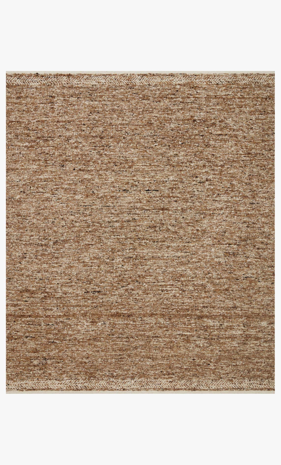 Caramel and ivory contemporary hand-woven rug with textured open-weave pattern