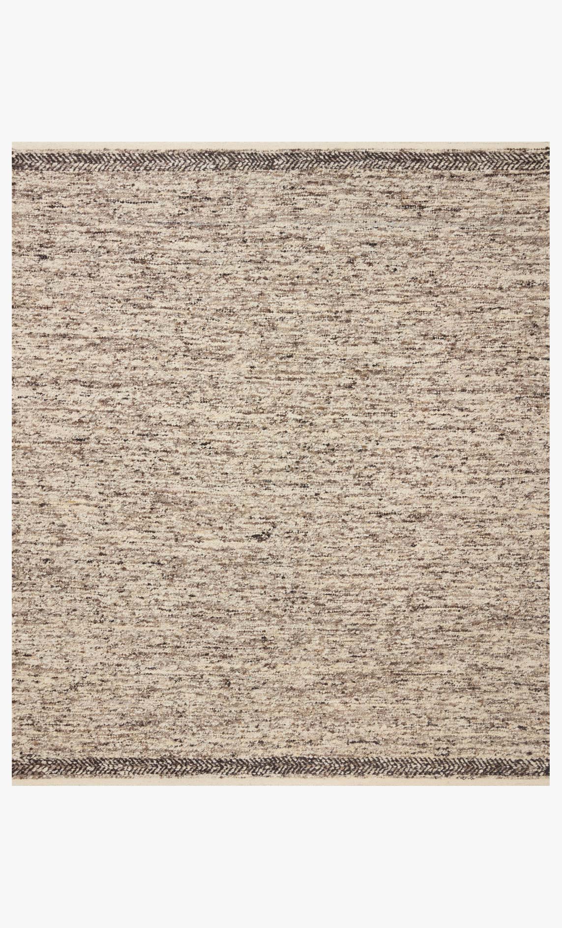Granite and mocha hand-woven area rug with dark border