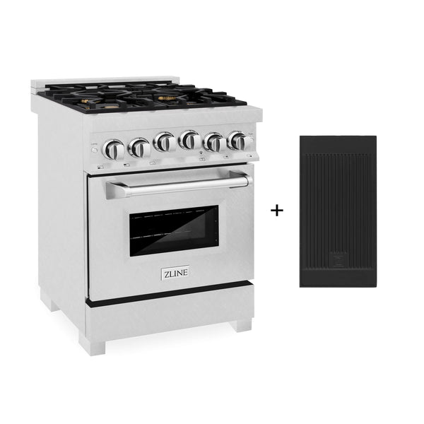 ZLINE 24-Inch Gas Range with 2.8 cu. ft. Gas Oven and Gas Cooktop with Griddle and Brass Burners in Fingerprint Resistant Stainless Steel (RGS-SN-BR-GR-24)