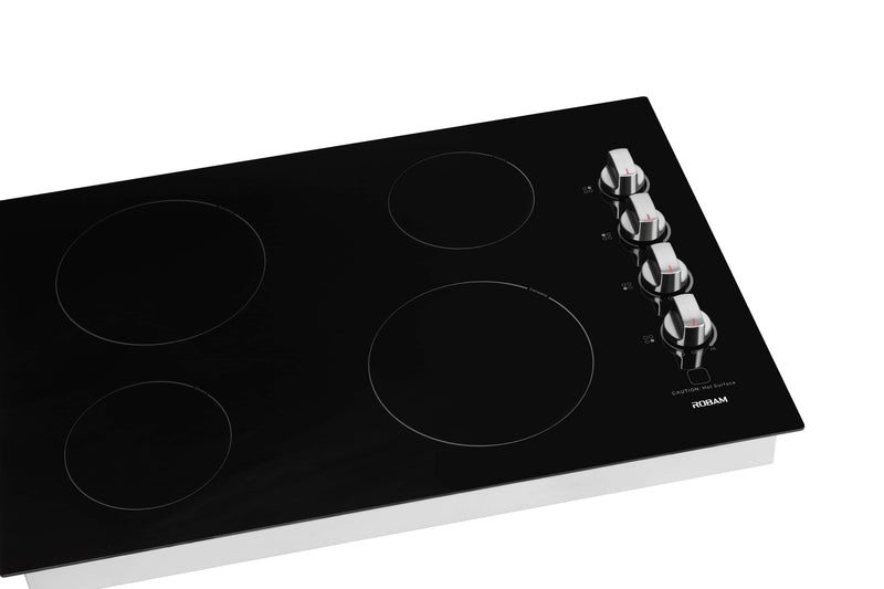 ROBAM 30-Inch Radiant Electric Ceramic Glass Cooktop in Black with 4 Elements including 2 Power Boil Elements (ROBAM-W412)