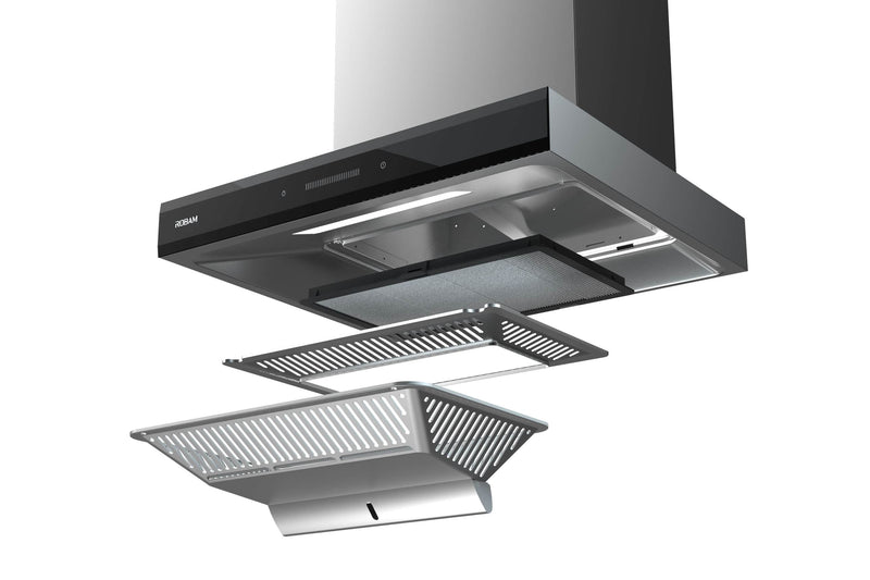 ROBAM 30-Inch Under Cabinet/Wall-Mounted Range Hood with Charcoal Filter in Stainless Steel (ROBAM-A831)