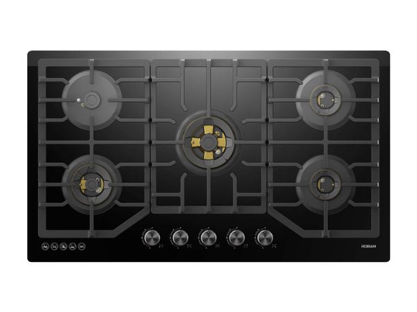ROBAM 36-Inch 5-Burner Gas Cooktop with Brass Burners in Black (ZG9500B)